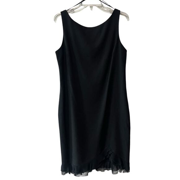 Talbots Shift Dress Chiffon Hem Trim Back V Neck Zip with Jeweled Detail 14 P - Picture 1 of 9